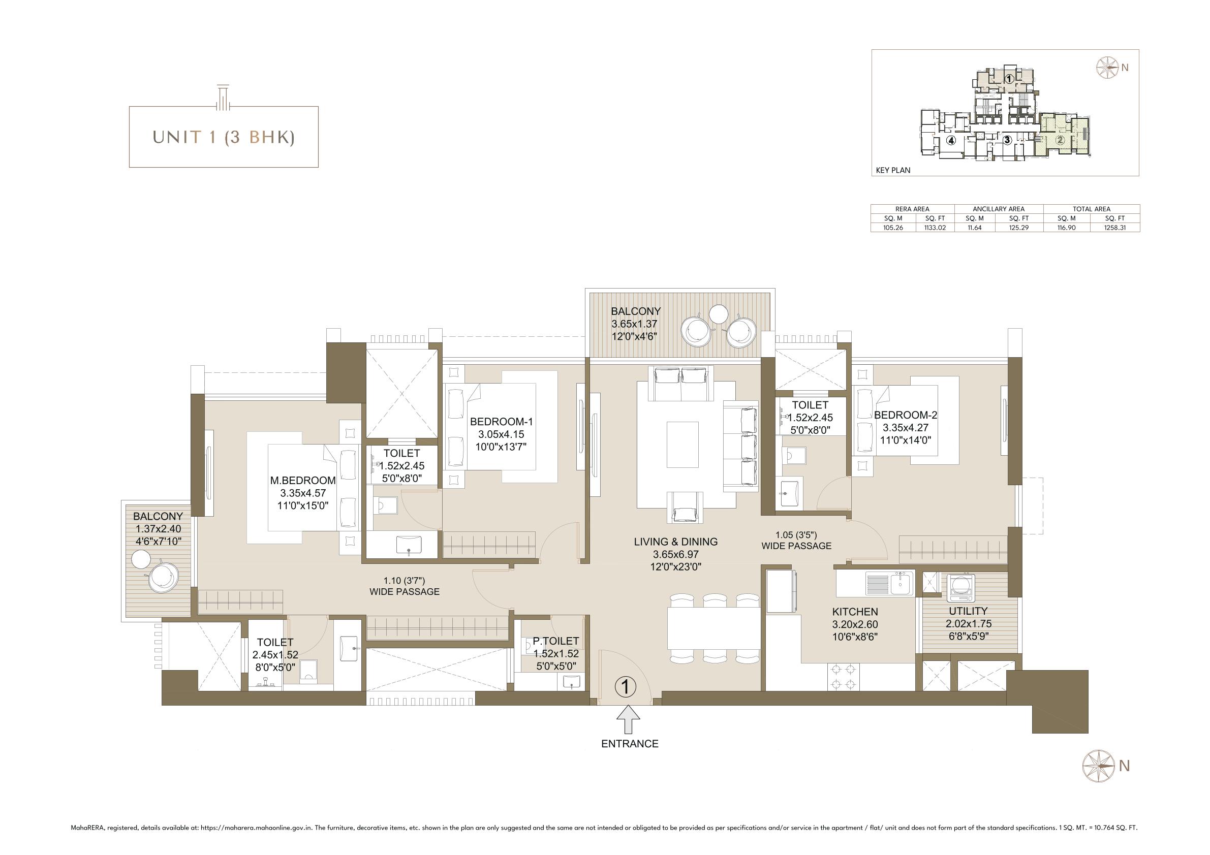 3 BHK Floor Plan